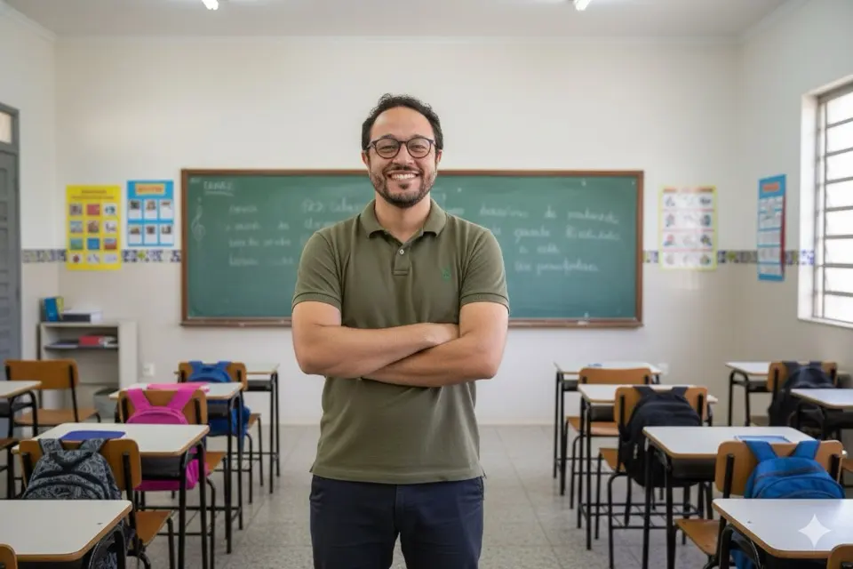 Rafael Rodrigues da Silva em sala de aula